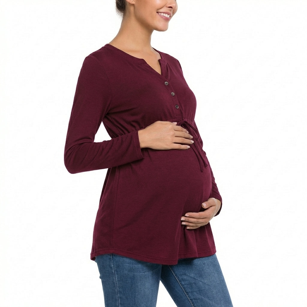 Dlouhé těhotenské tričko na kojení